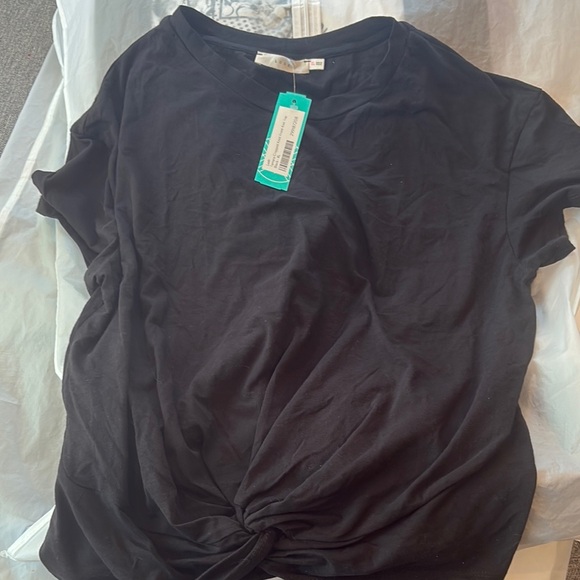 Lush Black Knot-Front Knit Top - Picture 1 of 2